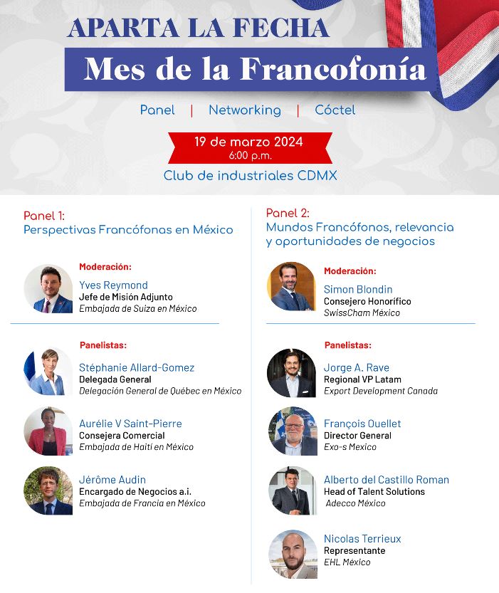 El día de hoy, Alberto Del Castillo, director de #TalentSolutions estará participando en el evento 'Mes de la Francofonía' en el Club de Industriales; organizado por la Cámara Suizo-Mexicana, Cancham México y la Cámara de Comercio e Industria Franco Mexicana.

#Empleo #idiomas