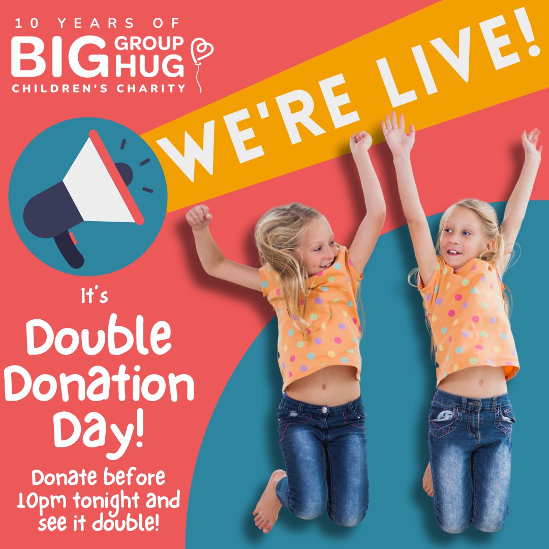 It's Double Donation Day! You can make a difference - donate online now to double your impact! A huge thank you to everyone who has already donated, we are off to a great start, but there's still a long way to go. Donate today to help a child tomorrow > ow.ly/pe5150QWkxu