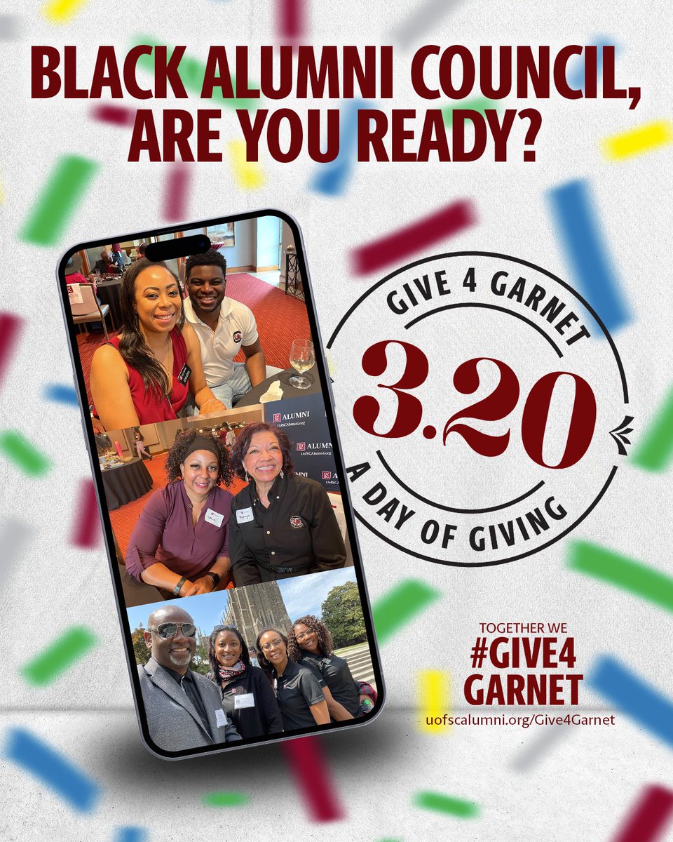 UofSCBAC's tweet image. #Give4Garnet is tomorrow! 🎉 We will kick-off 1 day, 8 hours and 1 minute of giving to make an impact on future Gamecocks by giving to the Alumni Association’s student scholarships.
give4garnet.sc.edu/giving-day/796…