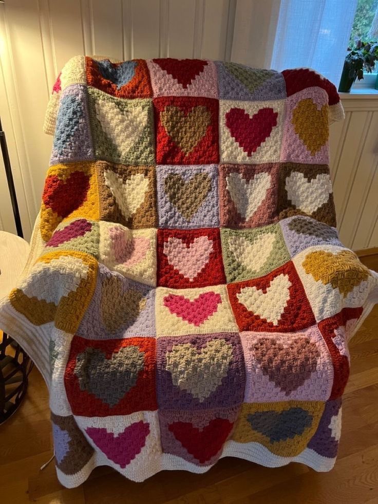 crochet hearts blanket 🧶