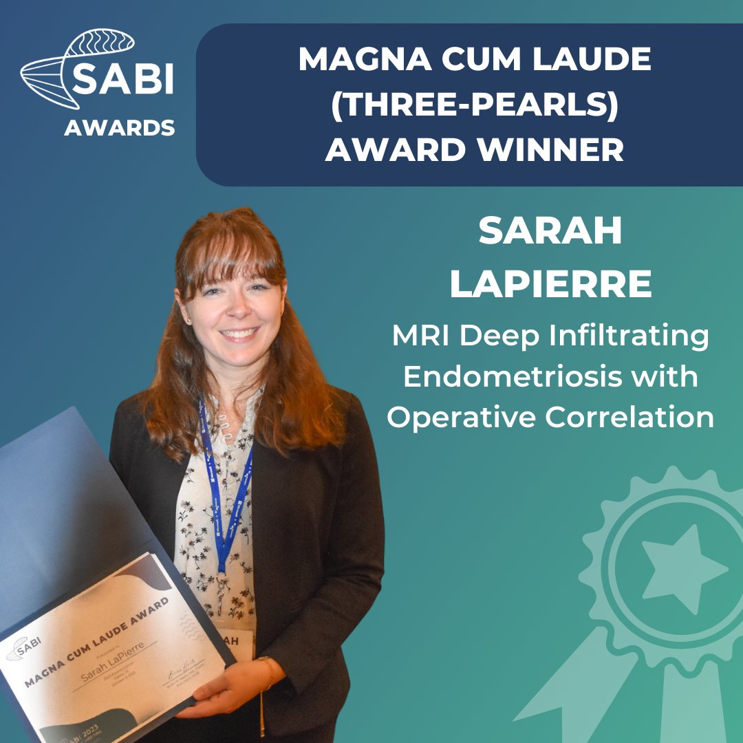 Congratulations to Magna Cum Laude (three-pearls) Award winner Sarah LaPierre!⠀ ⠀ We're so proud to have incredible minds such as yours in SABI! Join us in congratulating Sarah on this well-deserved award and be sure to watch her presentation below! ⠀ youtu.be/aes-RYZnCdI?fe…