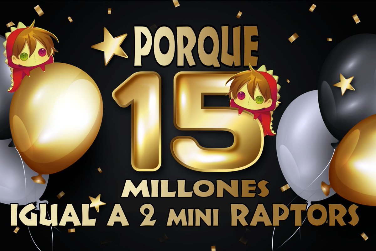 Raptorgamer_'s tweet photo. FELICIDADES A TODOS USTEDES!!! ustedes son los que llegan a los 15 Millones!!! y por eso les regalare 2 MINIRAPTOR!!! Comentar! "PARTICIPO" mas vuestro país DARLE RT y disfrutar de los dibujos de los seguidores AHORA!!!! vamos a por los 20 TODOS JUNTOS!! https://t.co/cjfjJvukXy