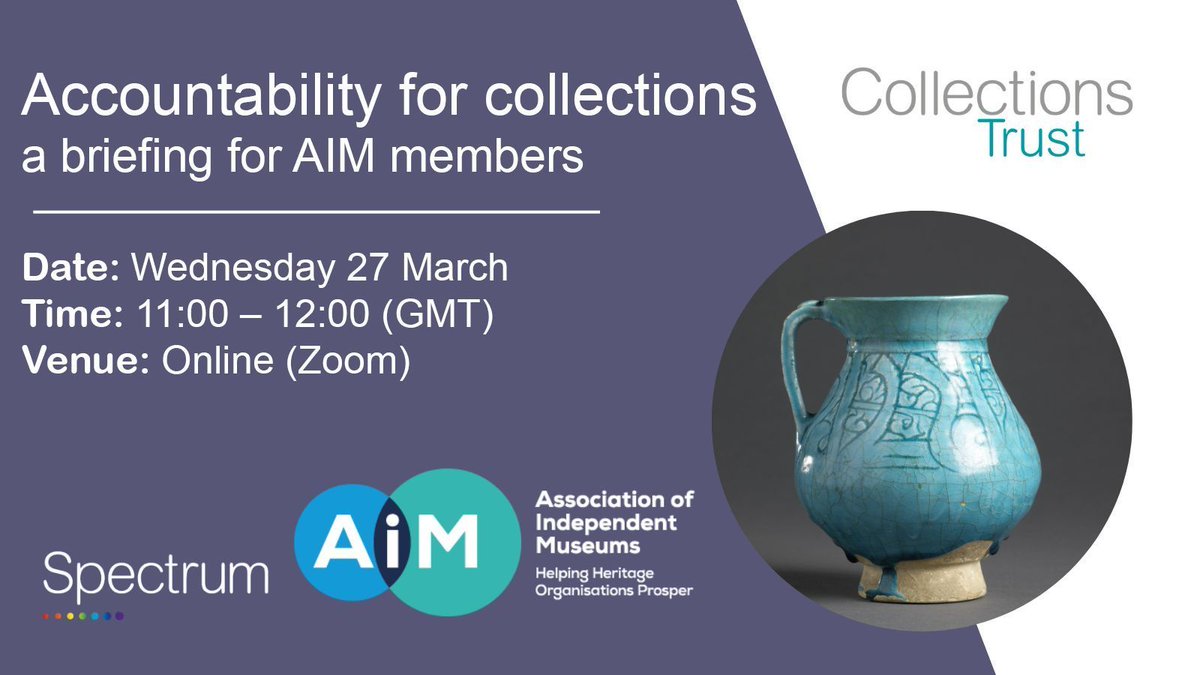 📣 Last chance to book your free place - are you an @Aimuseums member? If so, why not book onto our next accountability for collections online session: buff.ly/3VqbfFl