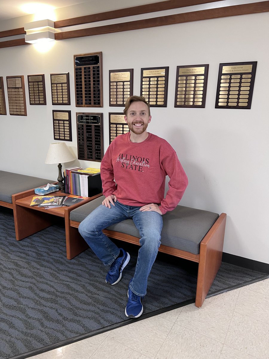 ISUHistoryEd's tweet photo. History merch is ready for pickup!
Check out Matt Blue rocking his new History Education sweatshirt!
#HistoryEdBirds #isuhistory #spiritwear #studythepastbuildthefuture https://t.co/YfTxf35klO
