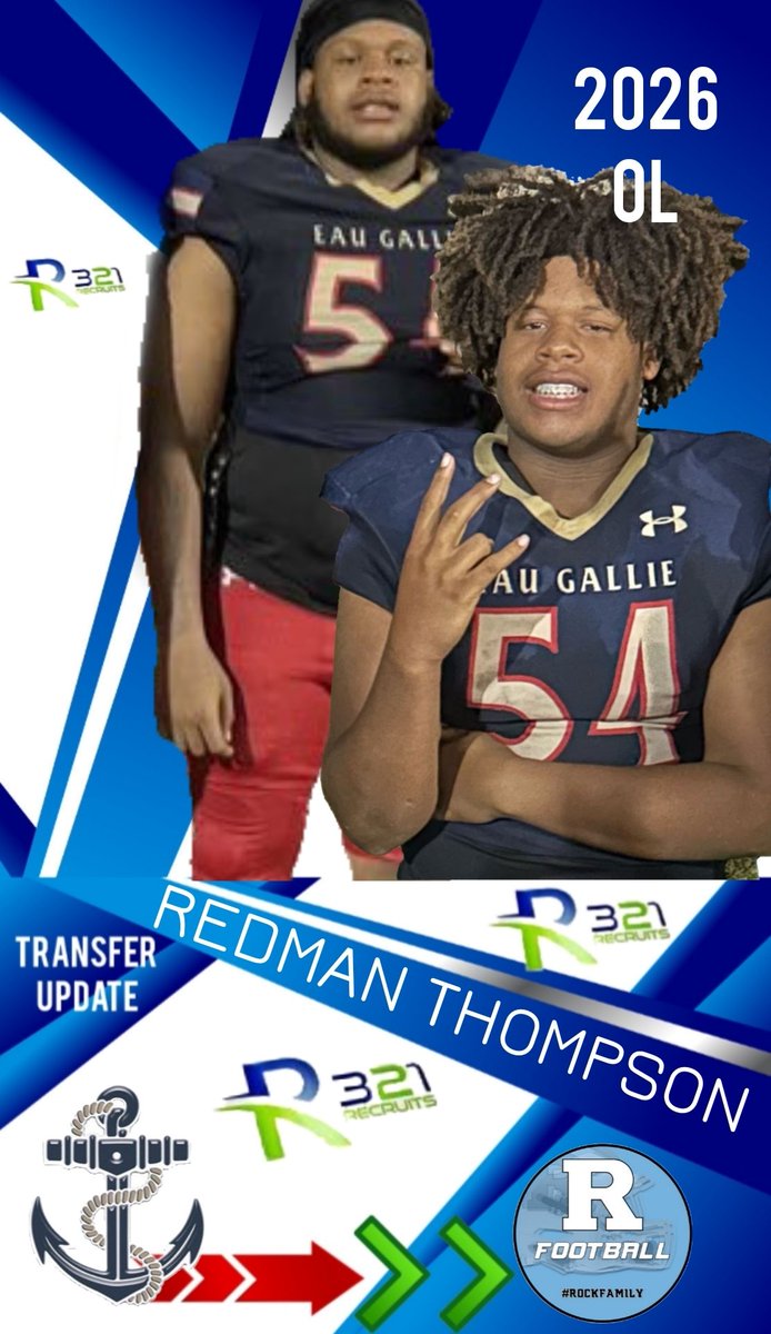 TRANSFER UPDATE: 2026 OL Chavaris 'Redman' Thompson transfers from Eau Gallie to Rockledge #Flhsfb #LarryBlu #TransferSeason #321Recruits