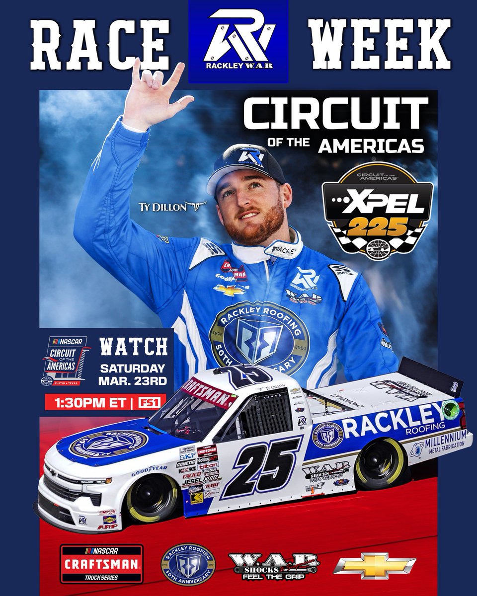 Lefts and Rights this weekend at @NASCARatCOTA!!! 🏁 #NASCAR | #RackleyWAR | #TyDillon