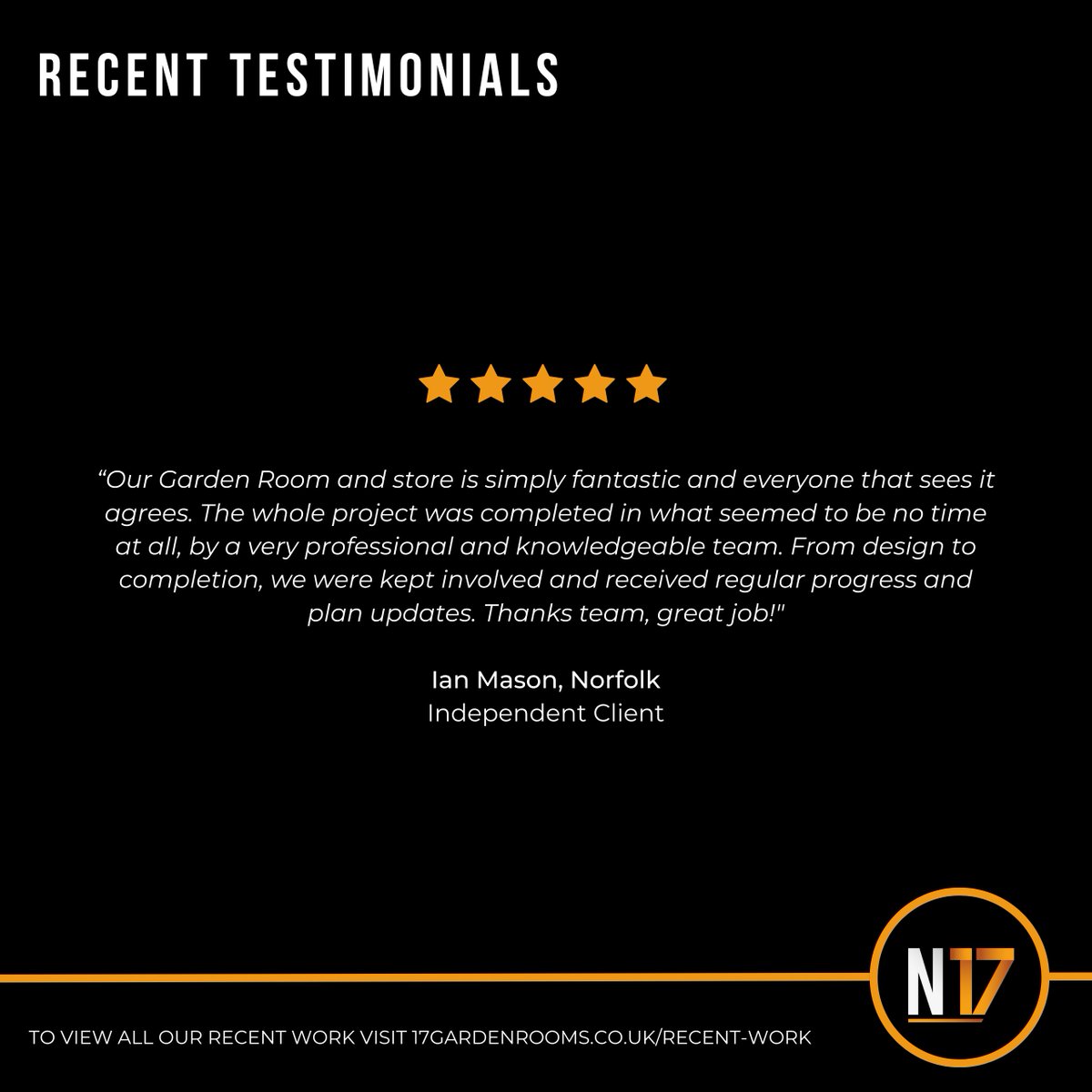 Number17Ltd's tweet photo. We love reading what our previous customers have to say about our builds and our level of service!

Need something similar? Or have a project in mind? Reach out to us today for a free site visit &amp; no obligation quote.

#gardenroom #gardenoffice #steelframe #bespoke https://t.co/73hOSQyXr5