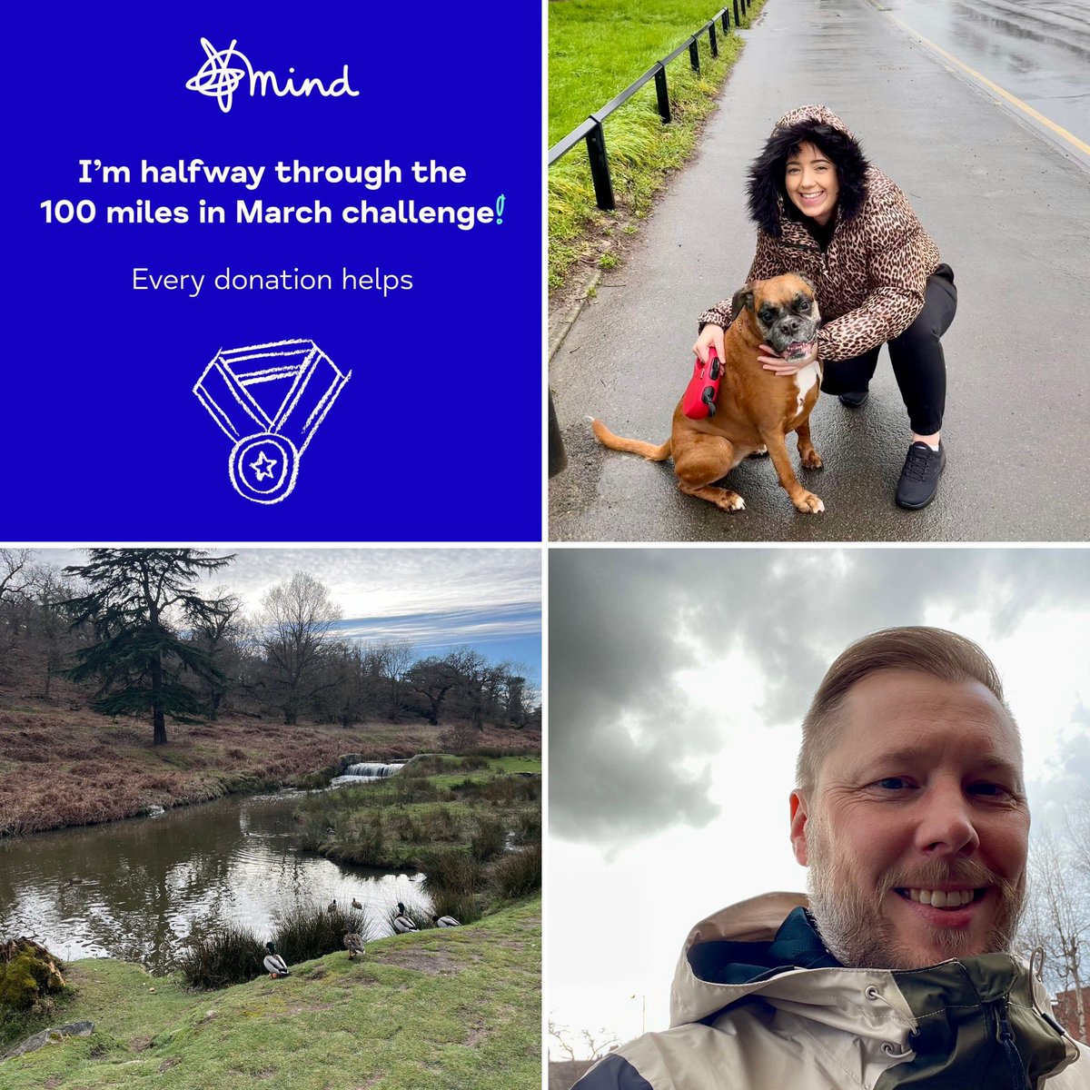 **100 Miles in March for Mind - We are halfway there!**

I'm delighted to announce that the midway target of 50 miles each (150 miles collectively) has not only been reached but exceeded! 

The team have walked 166 miles in total so far. justgiving.com/fundraising/cr…

#100milesinmarch