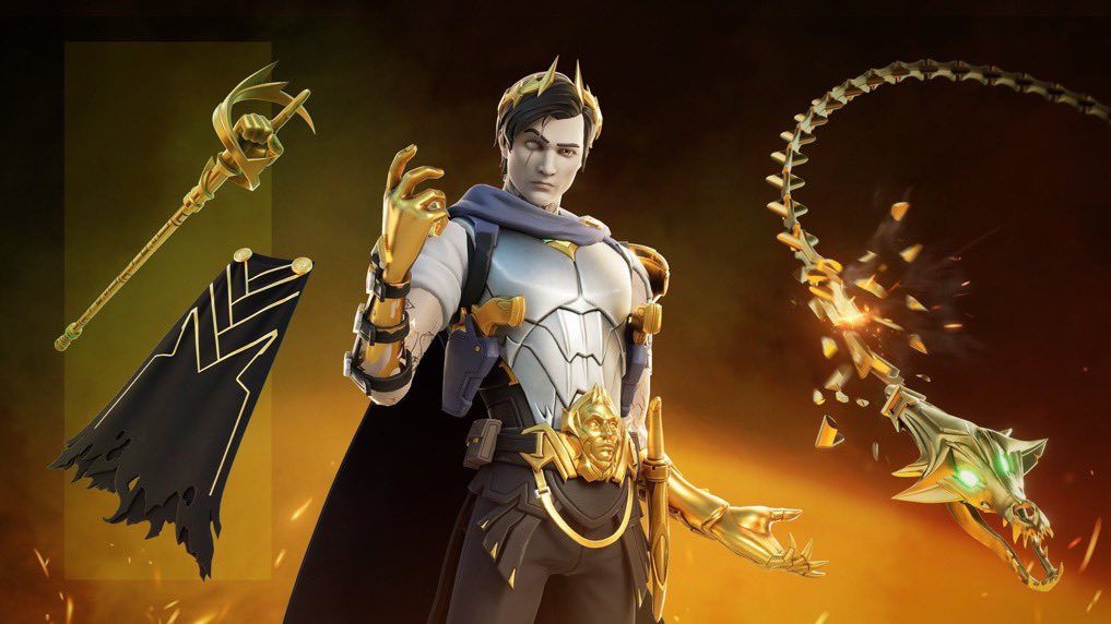 SaiyanDeezy's tweet photo. Rise of Midas Giveaway 
 
•❤️ + ♻️
• Follow @SaiyanDeezy &amp; @SaiyanDeezy

*Tag a friend maybe they win a Skin or something else too.
 
Ends Friday ✨
#Fortnite #FortniteCh5S2 #FortniteChapter5Season2 #FortniteMythsandMortals #GiveawayAlert https://t.co/hUb9OgfGKY