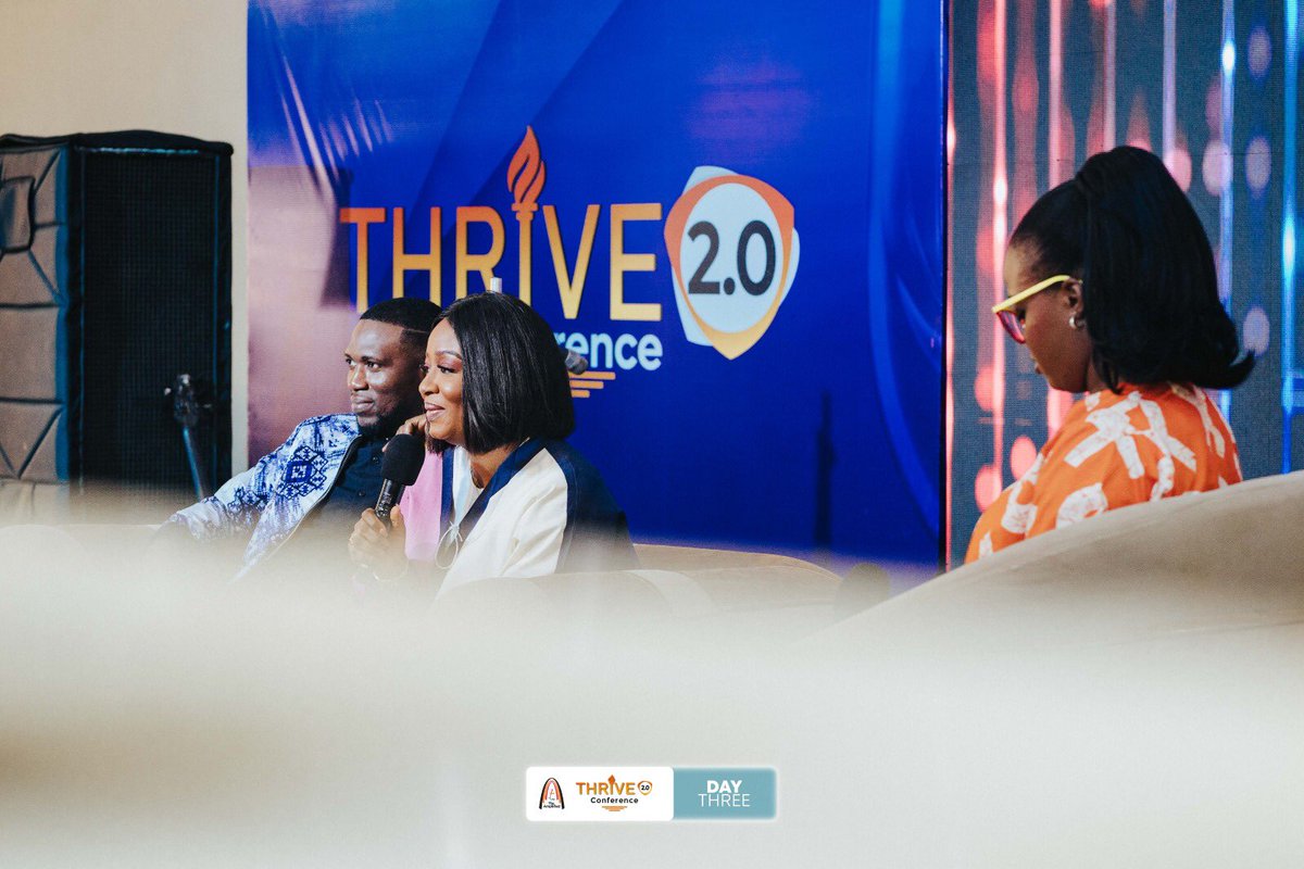 theamplified01's tweet photo. Our pastors, Pastor Dotun Adejumo and Pastor Bimpe Adejumo on the matters of the heart. 

They also shared how they met and had the audience gushing with whispers of “God when”.

#theoutpouringofgrace 
#thriveconference2.0 https://t.co/JCMT6JOTR3