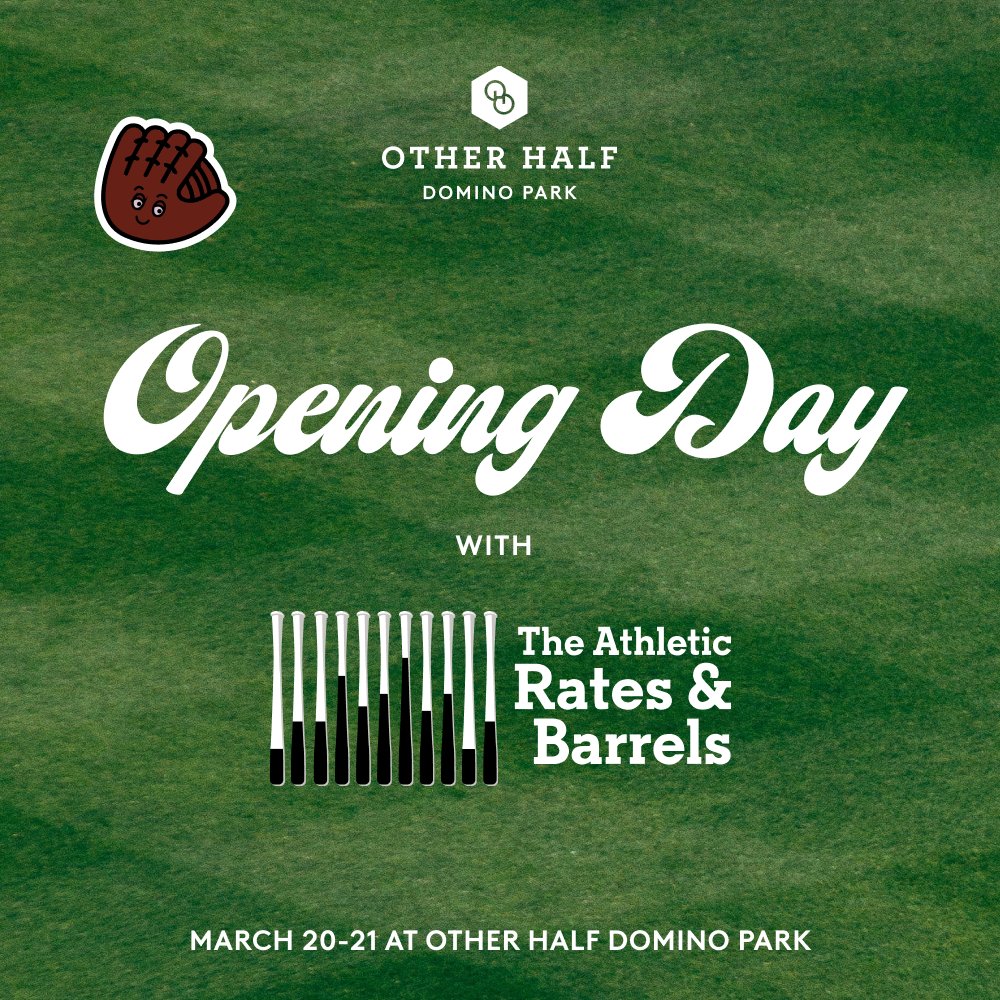 Celebrate Opening Day at Other Half Domino Park!⁠ ⁠ @enosarris and @DerekVanRiper from The Athletic will be onsite at Other Half Domino Park for a live Rates & Barrels podcast taping, Q&A, and meet and greet. ⁠ ⁠ This event is happening on Wednesday and Thursday this week.