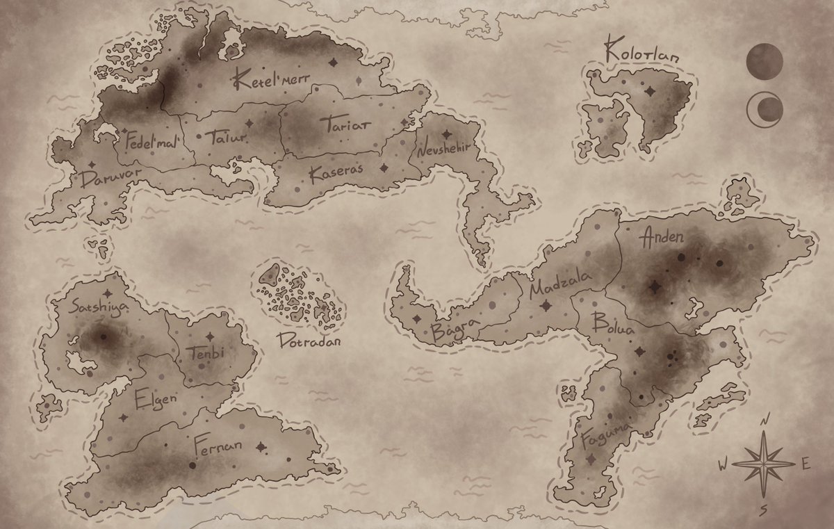 Pseudeos1's tweet photo. And now a little about my own world)  Zuras is a world full of magic and incredible creatures. And also huge monsters, all kinds of intrigues and magical anomalies that make some lands completely uninhabitable. https://t.co/jDtoV68r8i