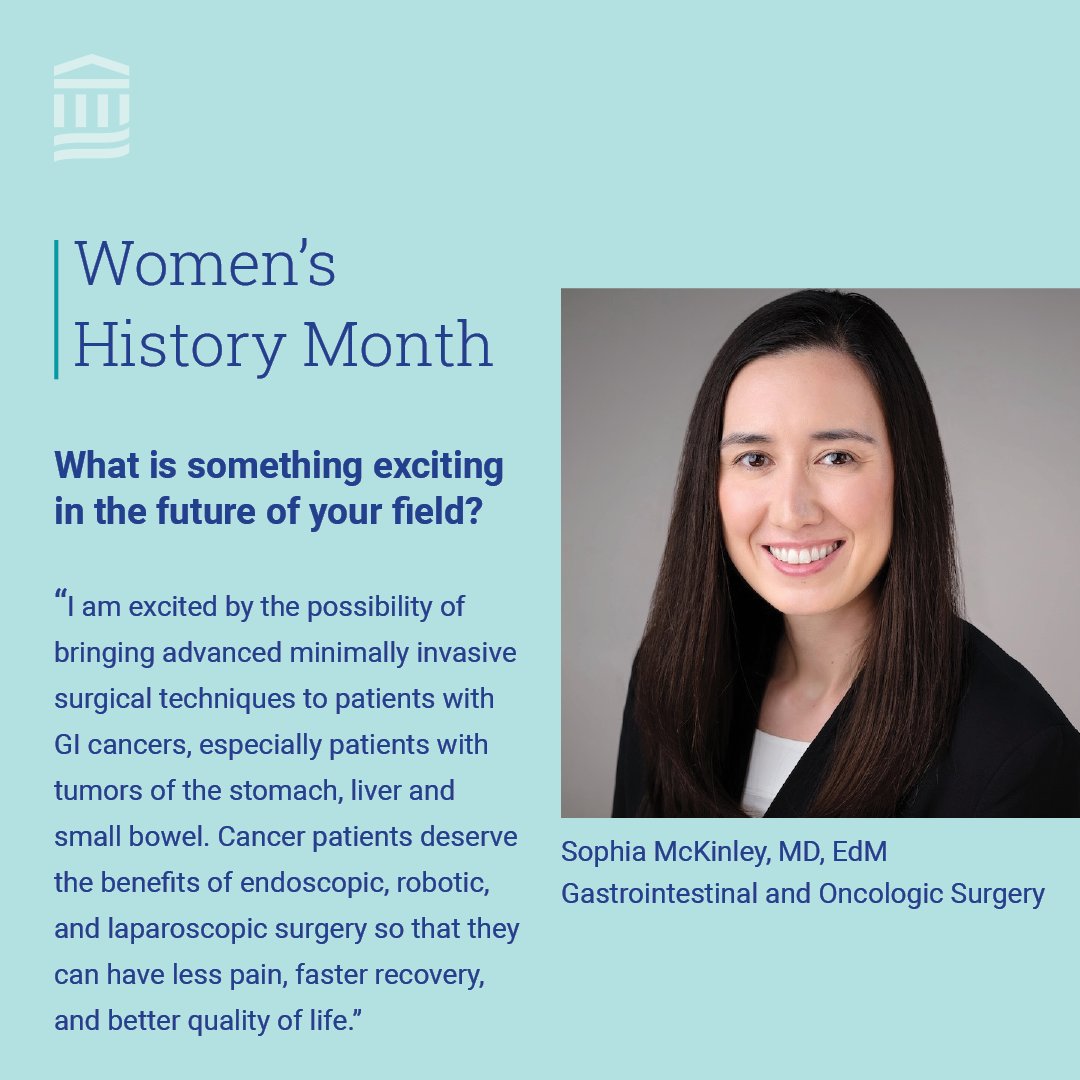 This #WomensHistoryMonth we spoke with multiple new surgical oncologists and asked them questions about mentorship and the future of their field. @SophiaKMcKinley, MD, EdM, is a surgical oncologist and focuses on caring for patients with melanoma, gastric and liver cancers.