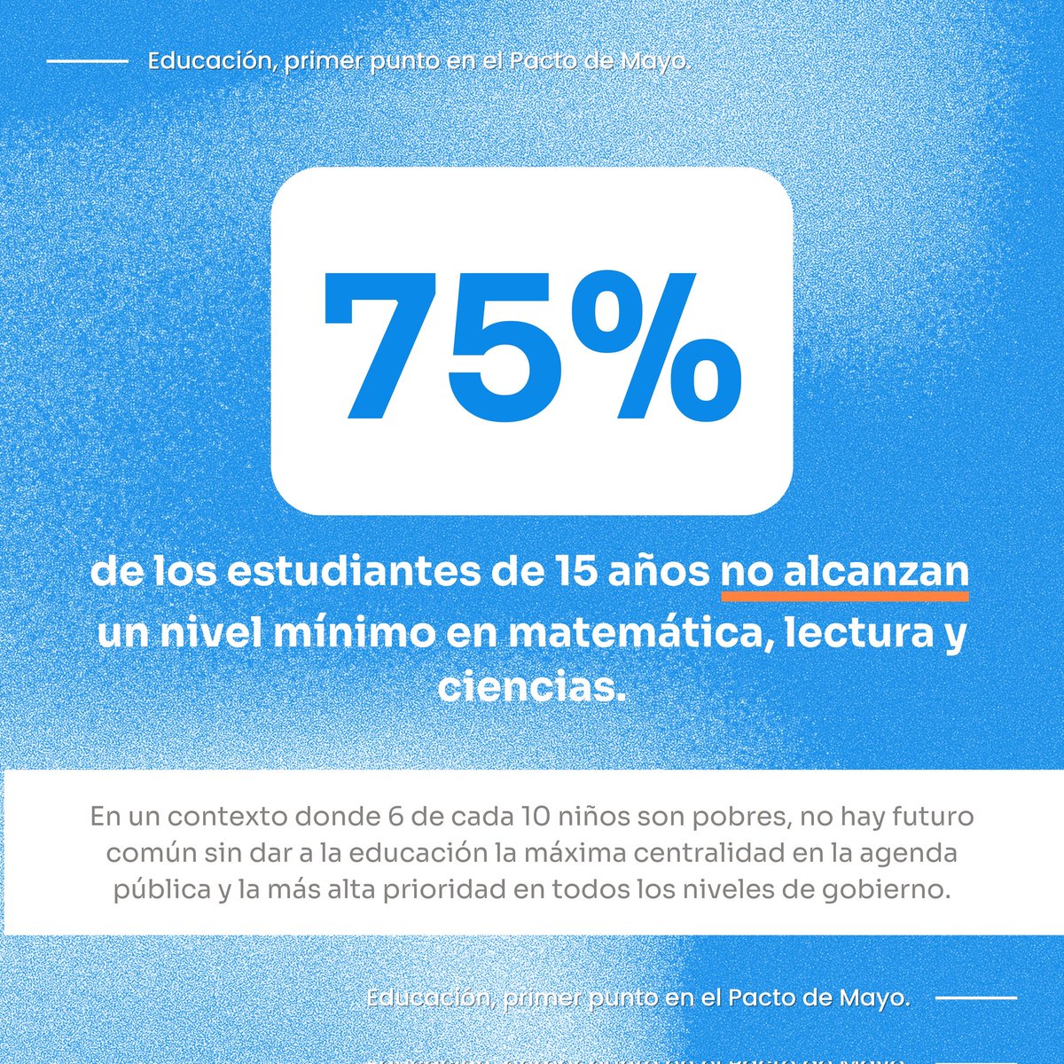 PotenciarArg's tweet photo. En un contexto donde 6 de cada 10 chicos están bajo la línea de la pobreza no hay futuro común posible sin dar a la educación la máxima centralidad en la agenda pública y política.

¡QUEREMOS QUE LA EDUCACIÓN SEA EL PRIMER PUNTO EN EL PACTO DE MAYO! https://t.co/SWh7dtdIBF