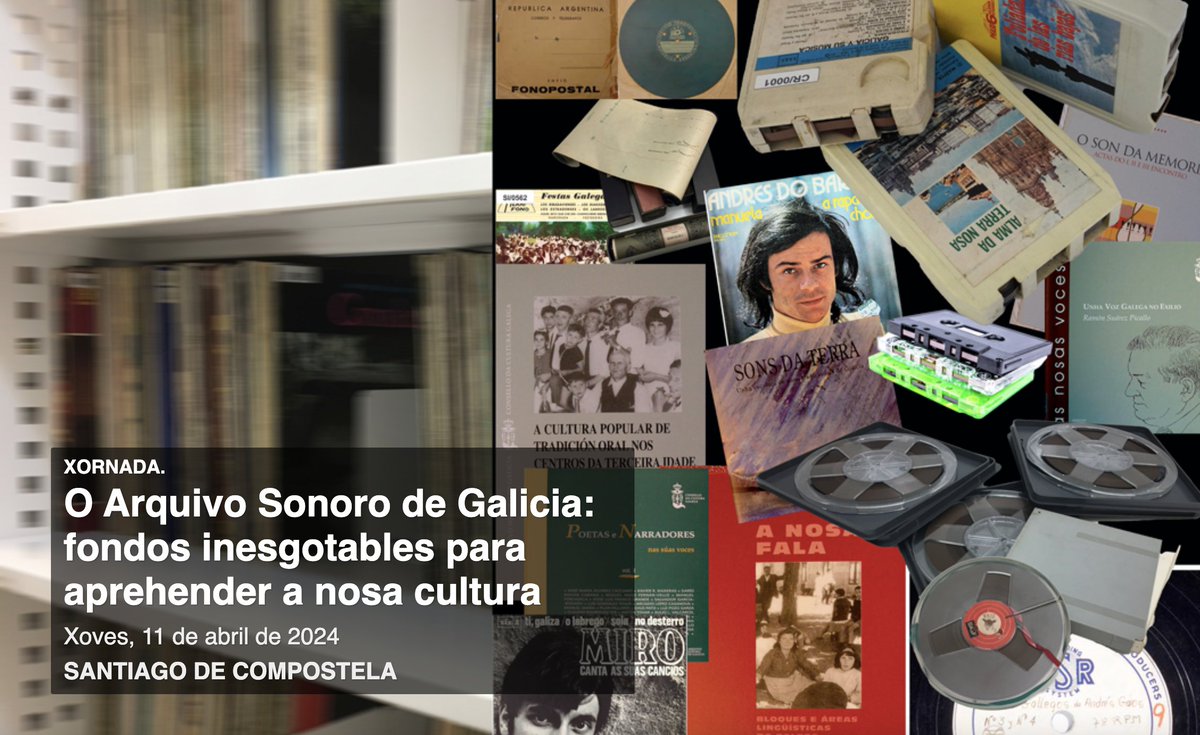 consellocultura's tweet photo. O día 11 de abril organizamos unha xornada para divulgar unha parte do fondo que atesouramos no Arquivo Sonoro de Galicia (#ASG). Falaremos de tipos de soportes, de repertorios, de estilos e agrupacións… 

🗓️11/04
🕙16:30

A inscrición xa está aberta!
https://t.co/9mE17L4l4k https://t.co/SKjpgBa4m8