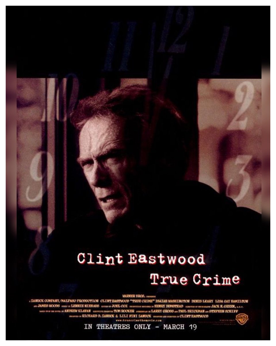 25 Years #TrueCrime Starring: #ClintEastwood #IsaiahWashington #DenisLeary #LailaRobins #LisaGayHamilton #JamesWoods #BernardHill #DianeVenora #FrancescaEastwood #MichaelMcKean #MaryMcCormack #MichaelJeter Directed By: #ClintEastwood 

#WreckLeaguePodcast