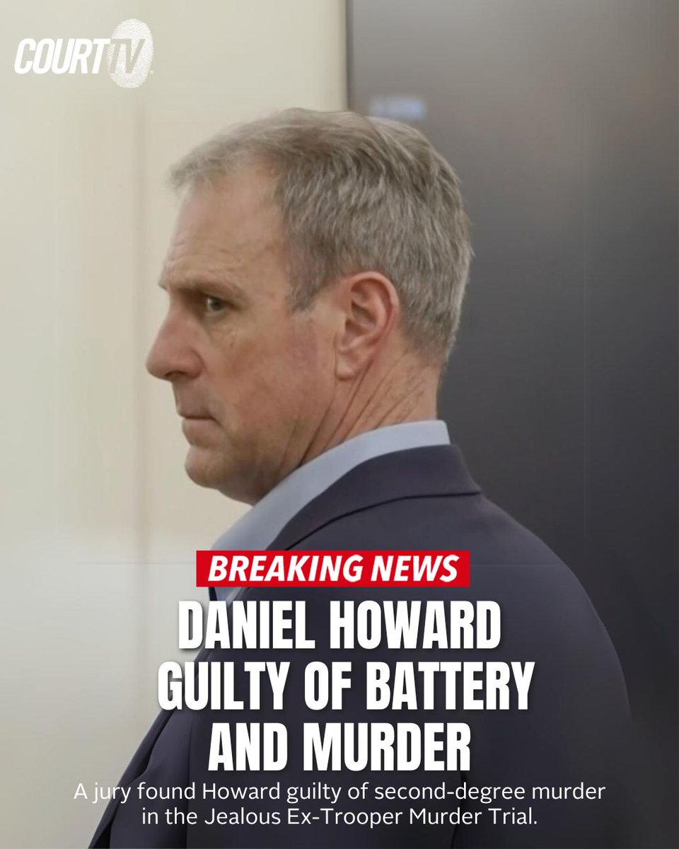 CourtTV's tweet photo. #BREAKING: A jury finds Ex-Idaho State Trooper #DanielHoward guilty of second-degree murder and domestic battery.
Howard told authorities his 52-year-old wife, Kendy Howard, shot herself.
#CourtTV - Did the jury get it right? https://t.co/eZ5f80gfIf