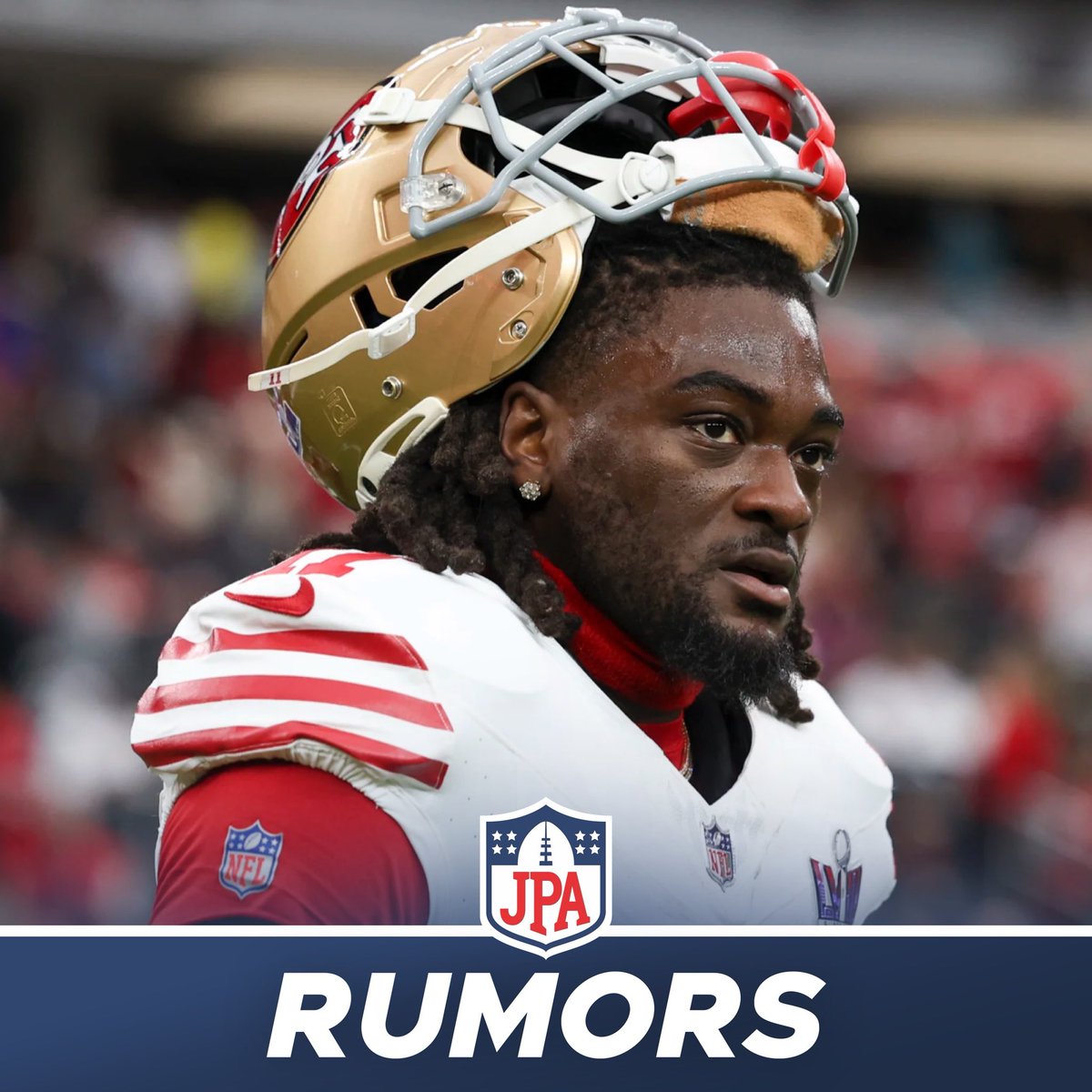 jasrifootball's tweet photo. 𝗥𝗨𝗠𝗢𝗥𝗦: The #Steelers have “looked into” the possibility of trading for #49ers star wide receiver Brandon Aiyuk, per @ThePoniExpress 

Aiyuk would need a new contract. https://t.co/4N7KgnDdmg