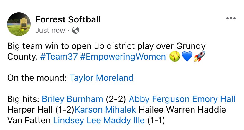 Forrest Softball (@forrest_sb) on Twitter photo 