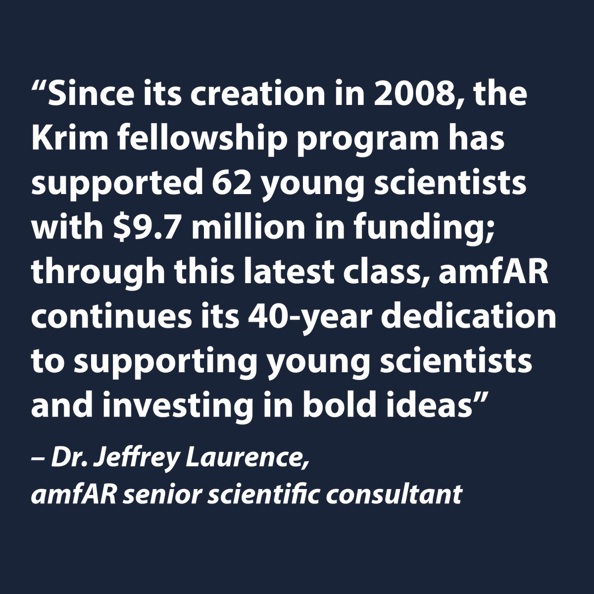 amfAR is thrilled to announce we've awarded funding to three extraordinary researchers: Kalen Petersen, Ph.D.; Simone Richardson, Ph.D.; and Gabriel Duette, Ph.D. Learn more: amfar.org/news/rejuvenat…