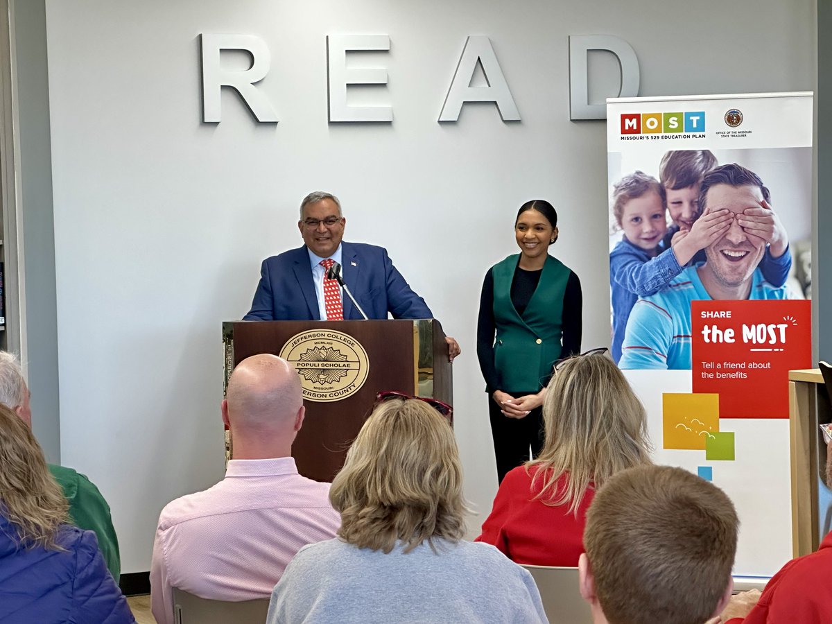 Special #thanks to @MOTreasurer for visiting the Hillsboro campus to discuss the MOST 529 plan. It's an investment account designed to help Missourians plan and save for #education. Watch the event at youtu.be/I7iWfwY876I or learn more at missourimost.org/home.html.