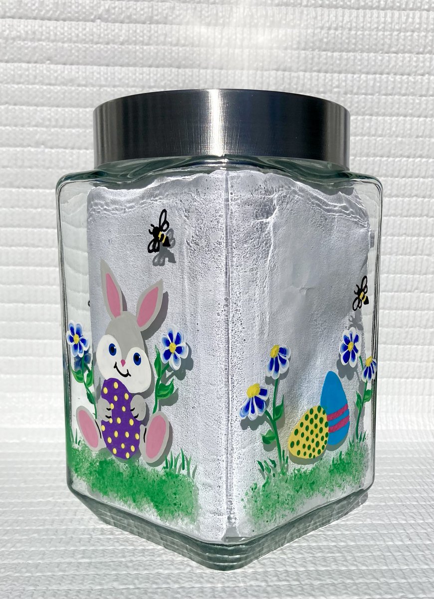 Hand painted cookie jar etsy.com/listing/167431… #easter #canister #cookiejar #SMILEtt23 #candyjar #CraftBizParty #etsyshop