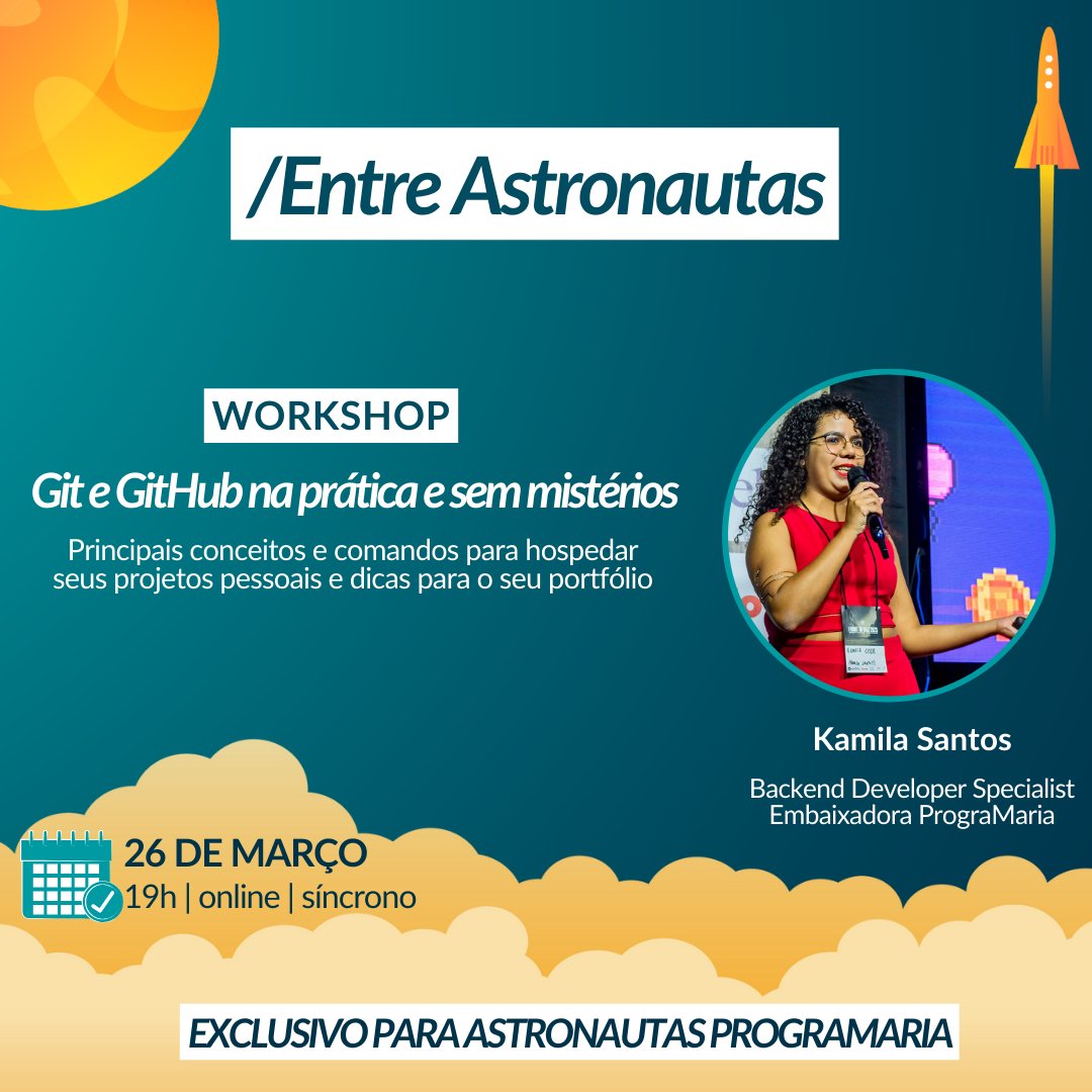 programaria's tweet image. Participe do workshop sobre Git e GitHub, exclusivo para alunes!

Ainda não é uma Astronauta PrograMaria? Aproveite o desconto de 25% nos cursos #EuProgrAmo.

É só usar o cupom 8M25

🔗Link na bio!