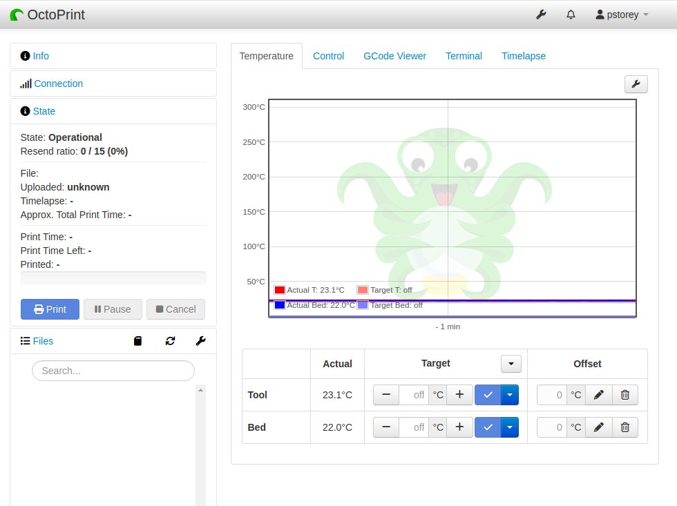piers_storey's tweet image. @OctoPrint3D working on the #RaspPi and connected to the Ender 3.. Time to see if all the fixes/upgrades have worked 🤞