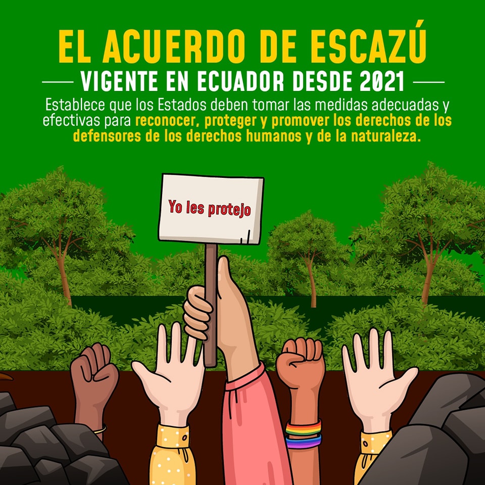 EscazuAhoraEc's tweet photo. En #Ecuador más de 400 defensores de los derechos humanos y de la naturaleza han sido amenazados entre 2011 y 2021. ¿Qué deberíamos hacer frente a esta situación? Aquí te contamos...
#SomosEscazú
#EscazúAhoraEcuador https://t.co/gHj4Z5B2bu
