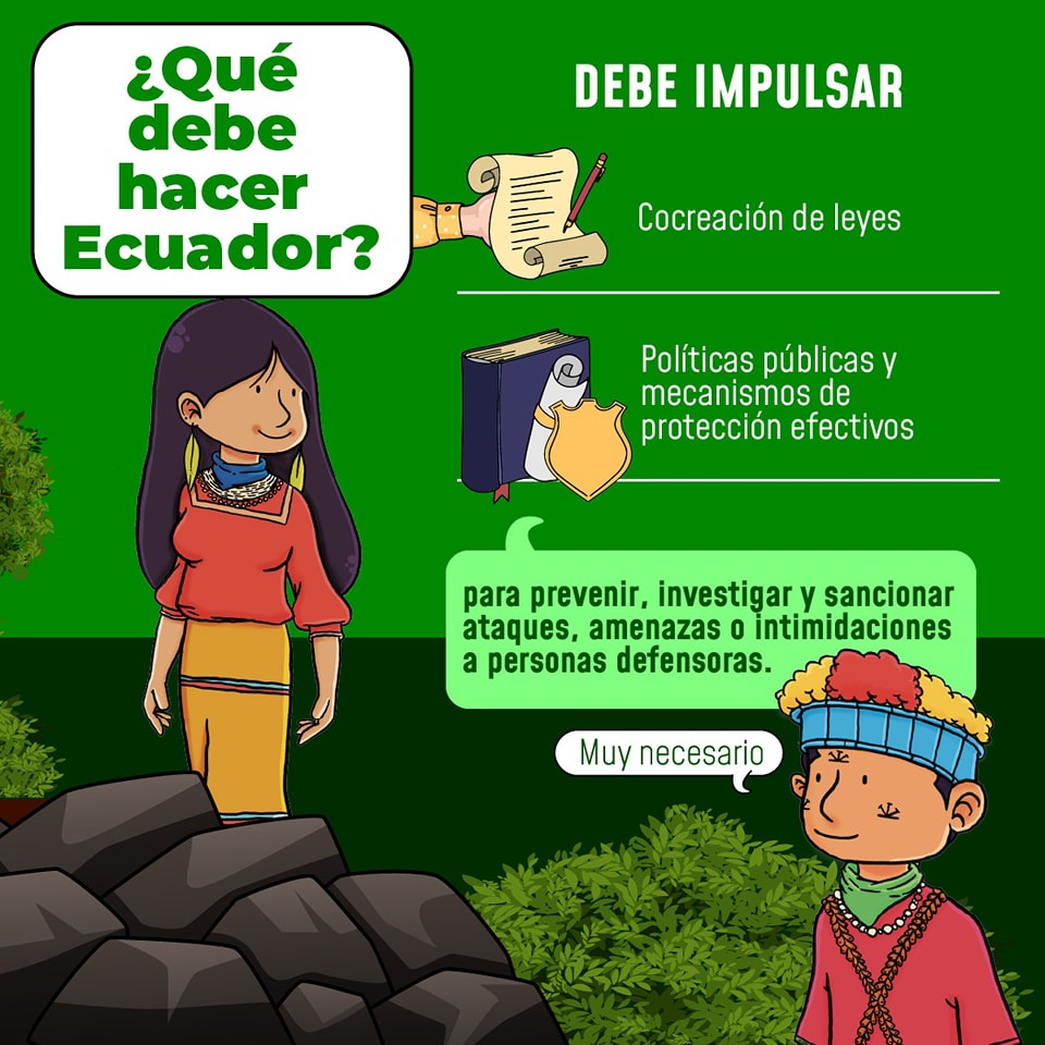 EscazuAhoraEc's tweet photo. En #Ecuador más de 400 defensores de los derechos humanos y de la naturaleza han sido amenazados entre 2011 y 2021. ¿Qué deberíamos hacer frente a esta situación? Aquí te contamos...
#SomosEscazú
#EscazúAhoraEcuador https://t.co/gHj4Z5B2bu