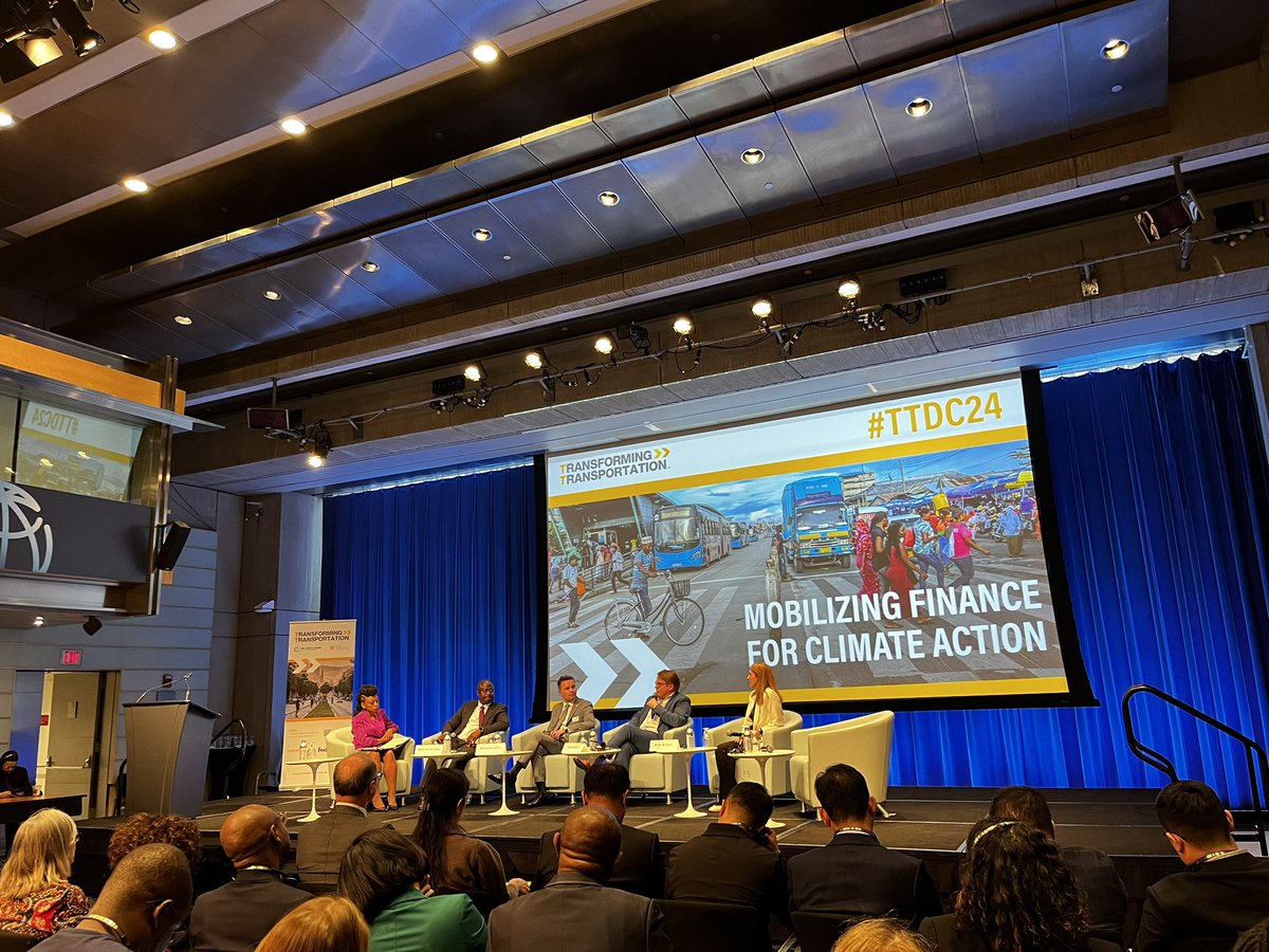 Great panel on Inclusive Finance #TTDC24 Alhaji Fanday, Sierra Leone Minister of Transport; Filip Boelaert, Flanders Mobility Sec General; Becky Bavinger, Public Health Bloomberg Philanthropies; Alex Tallon, London Road Safety Lead.