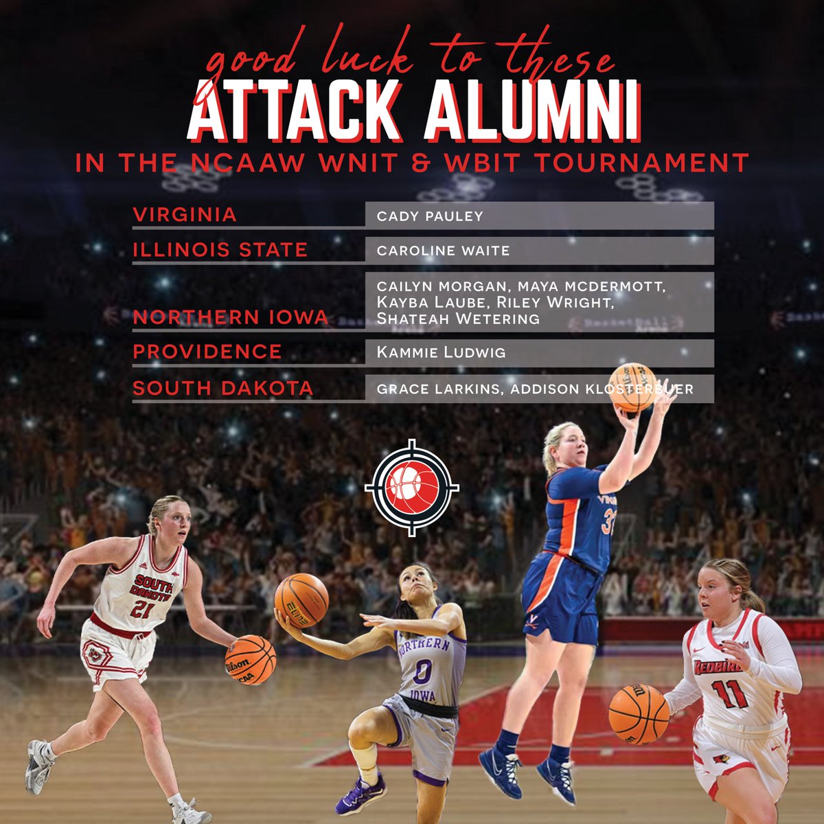 𝙇𝙀𝙏 𝙏𝙃𝙀 𝙈𝘼𝘿𝙉𝙀𝙎𝙎 𝘽𝙀𝙂𝙄𝙉 🏀🏆
Best of luck to all of our alums playing in the 2024 NCAAW postseason‼️ 

#MarchMadness 
#AttackAlumni
#FamilyForever