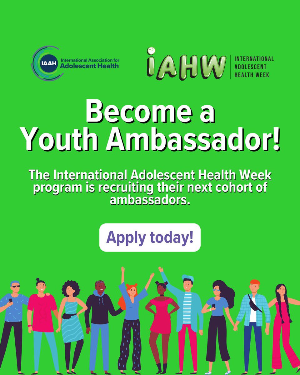 The call for #IAHW2024 @IAAHglobal youth ambassadors is out! Please spread the word! @AYPHcharity @yphsig @acamh @Adolescent_Hlth @CforAH @adolnetworkni @AWAInitiative @Susie8_Love @AdolHealthIAP Anyone 16-24 can apply Link below👉🏽 #bethevoice