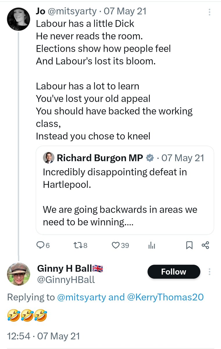 Why did Ginny H Ball find a doggerel poem mocking members of the Labour Party for taking the knee in 2021 funny? Why would she be in favour of ridiculing an anti-racism gesture?