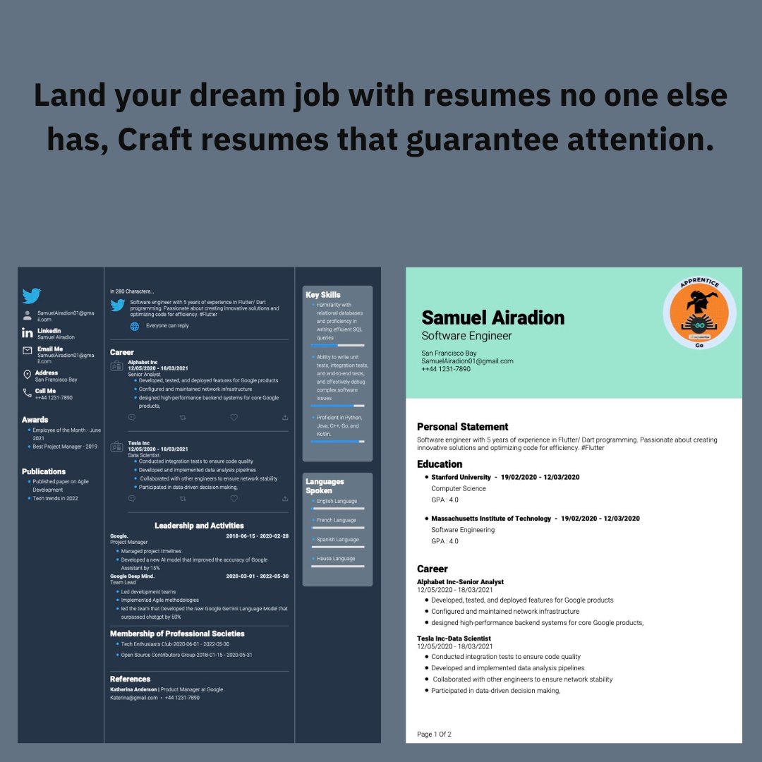 ResumeProTeams's tweet photo. FAANG STANDARD RESUMES/COVER LETTERS with Tailored Templates / Expert Tips. Tech Standard Resumes For Software Engineers, UI/UX Designers, Free Lancers and Engineers. #OpenEX
DOWNLOAD THE APP NOW !!!!!!!!!!!!!!!!!!!!!!!
https://t.co/bcfiKcgYiI https://t.co/bn7SpzfEEr