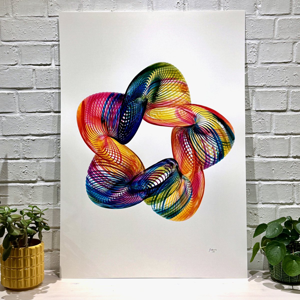 Clown DNA PH Martin Bombay Ink Turquoise, Magenta and Golden Yellow (CMY) on 70x100cm Invercote paperboard. Available in my webshop. #cmy #cmyk #linedrawing #rainbow #ink