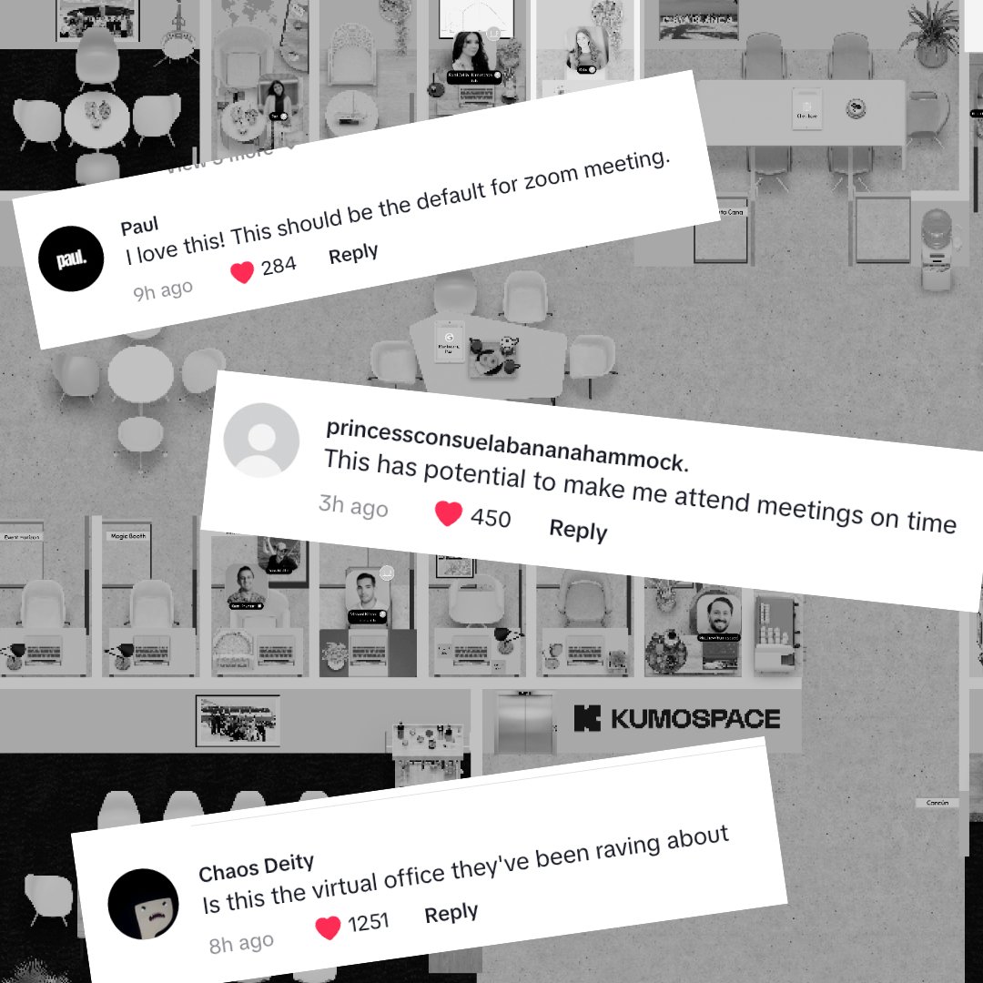 When the product speaks for itself🔥

#kumospace #replacezoom #meetings #teammeeting #hybrid #remotework #remote #wfh