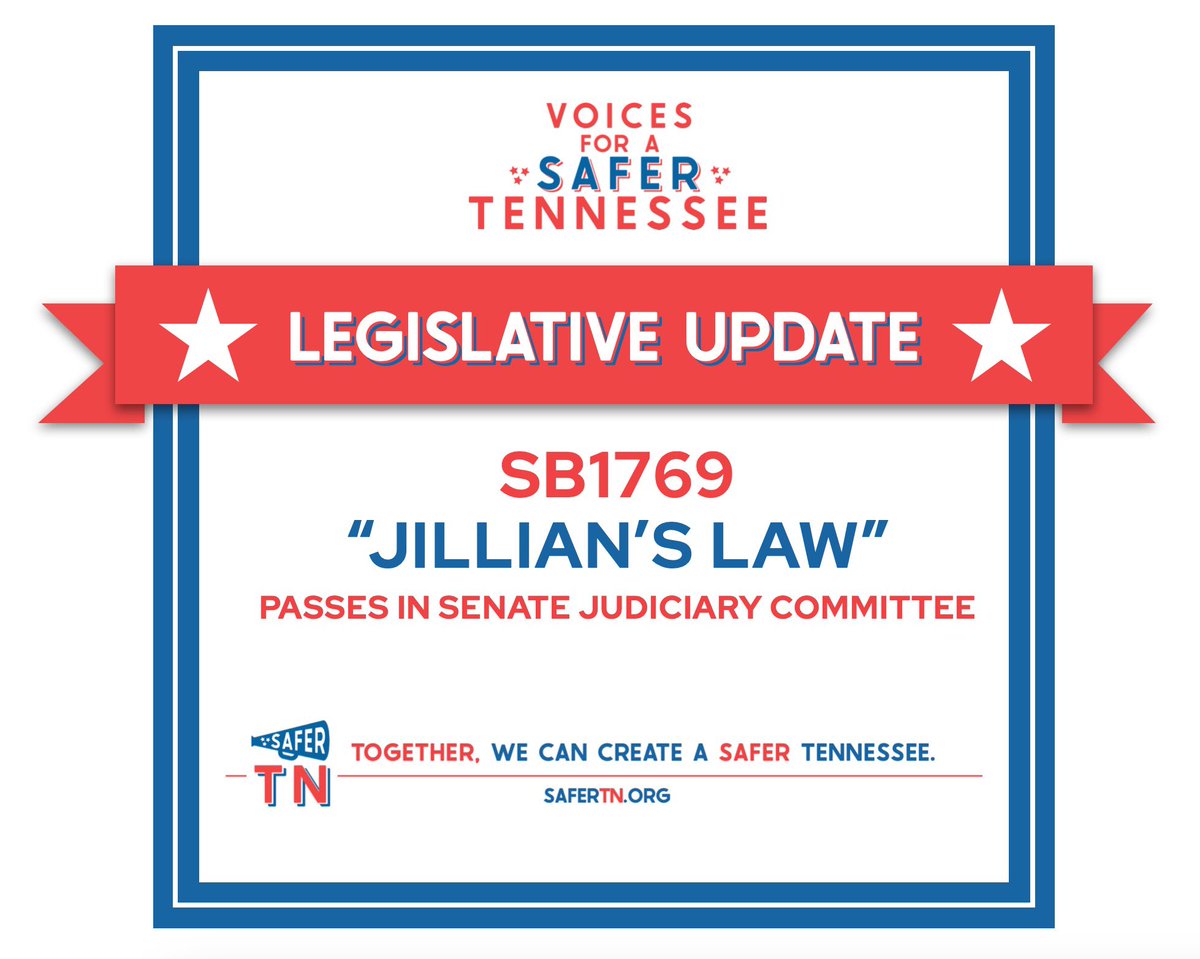 LEGISLATIVE UPDATE: Thanks to Senate Judiciary members for passing Jillian's Law today! Today's vote is an important step forward towards keeping firearms out of the hands of dangerous offenders who are incompetent to stand trial.