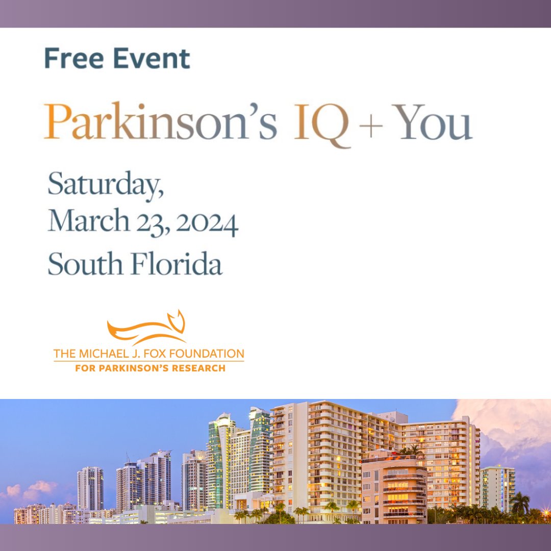 Parkinson’s IQ + You is a free in-person event presented by @michaeljfoxorg where you'll: ➡️ Connect with the PD community & local resources ➡️ Learn about the latest in #research ➡️ Empower yourself to manage the disease ➡️ And more! Register at ow.ly/cW8r50QXaxS