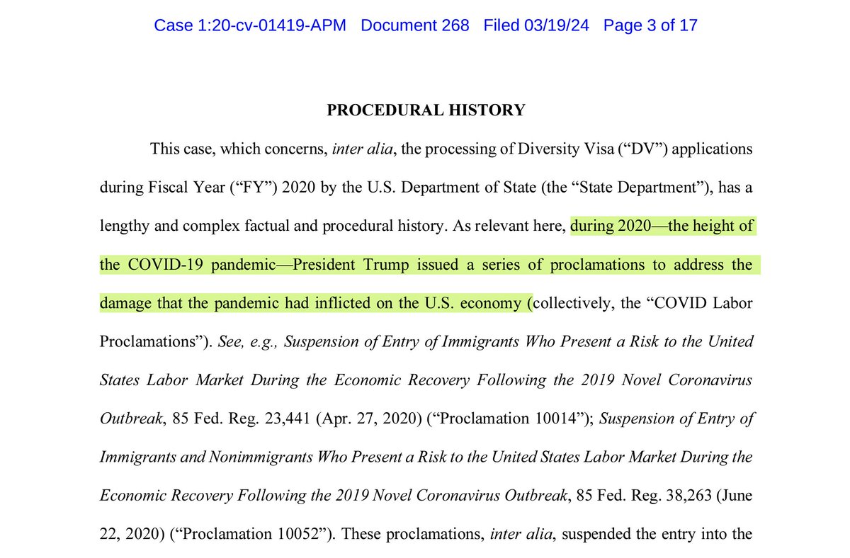 curtismorrison's tweet photo. Update in #GomezvBiden (#DV2020). Biden administration has filed its opposition to vacating the stay that is stopping the issuance of 9,095 visas. First page, we see Biden defending Trump's travel bans as good-faith efforts to protect the economy. 🙄 1/
https://t.co/lYHUaiwUwW https://t.co/peX8lSZbLd