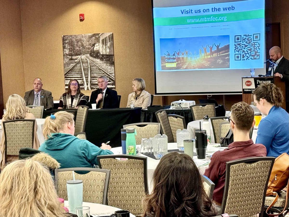 BrownCSIMT's tweet photo. Commissioner Downing and the CSI Team had very meaningful conversations today at the Montana Financial Education Coalition (MFEC) Conference discussing financial literacy and cryptocurrency in Montana.
@MFEC_MT
#financialliteracy
#Montana
#csimt https://t.co/49u5WeNGg3