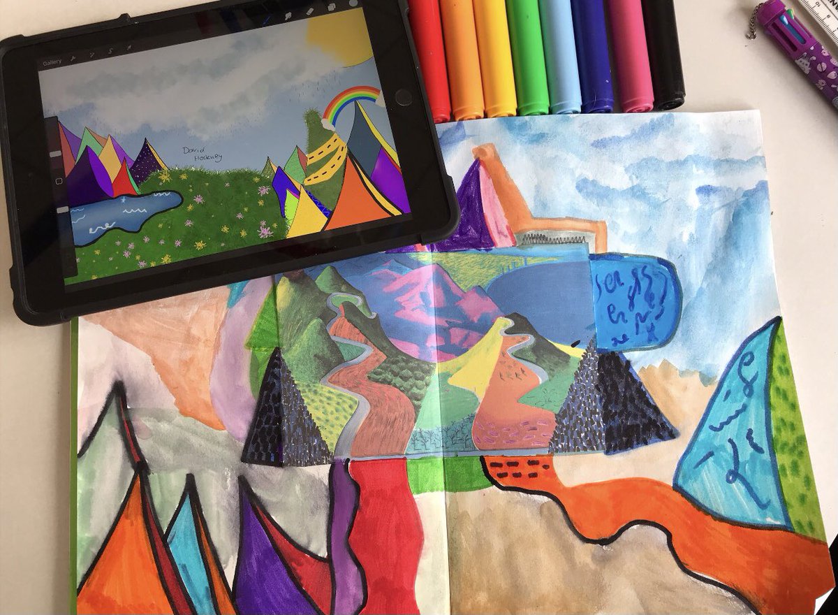 Year 6 have been working on their David Hockney inspired landscapes today. Developing ideas in sketchbooks and on their iPad using @Procreate @ProcreateEDU Digital sketchbooks are now in full flow @accessart @theartcriminal @BobandRoberta @MaryMyatt @PaulCarneyArts @NSEAD1