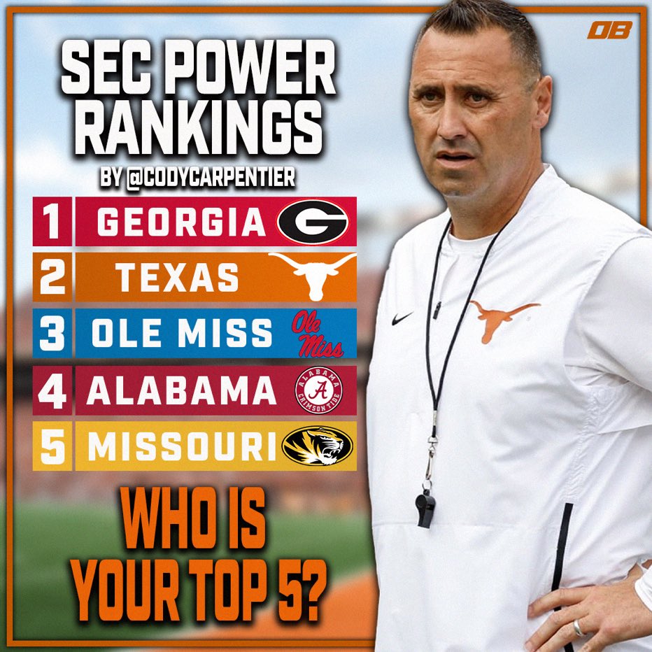 Top 5 Teams in the SEC 👀 According to Our Own @CodyCarpentier Who is Your Top 5? 🔗 Full Rankings of SEC Here: shorturl.at/fuFK5