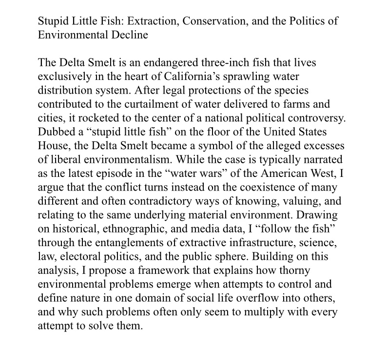 I am excited head to Vanderbilt on Friday to talk about my book project at one of the best departments in the country for environmental sociology!