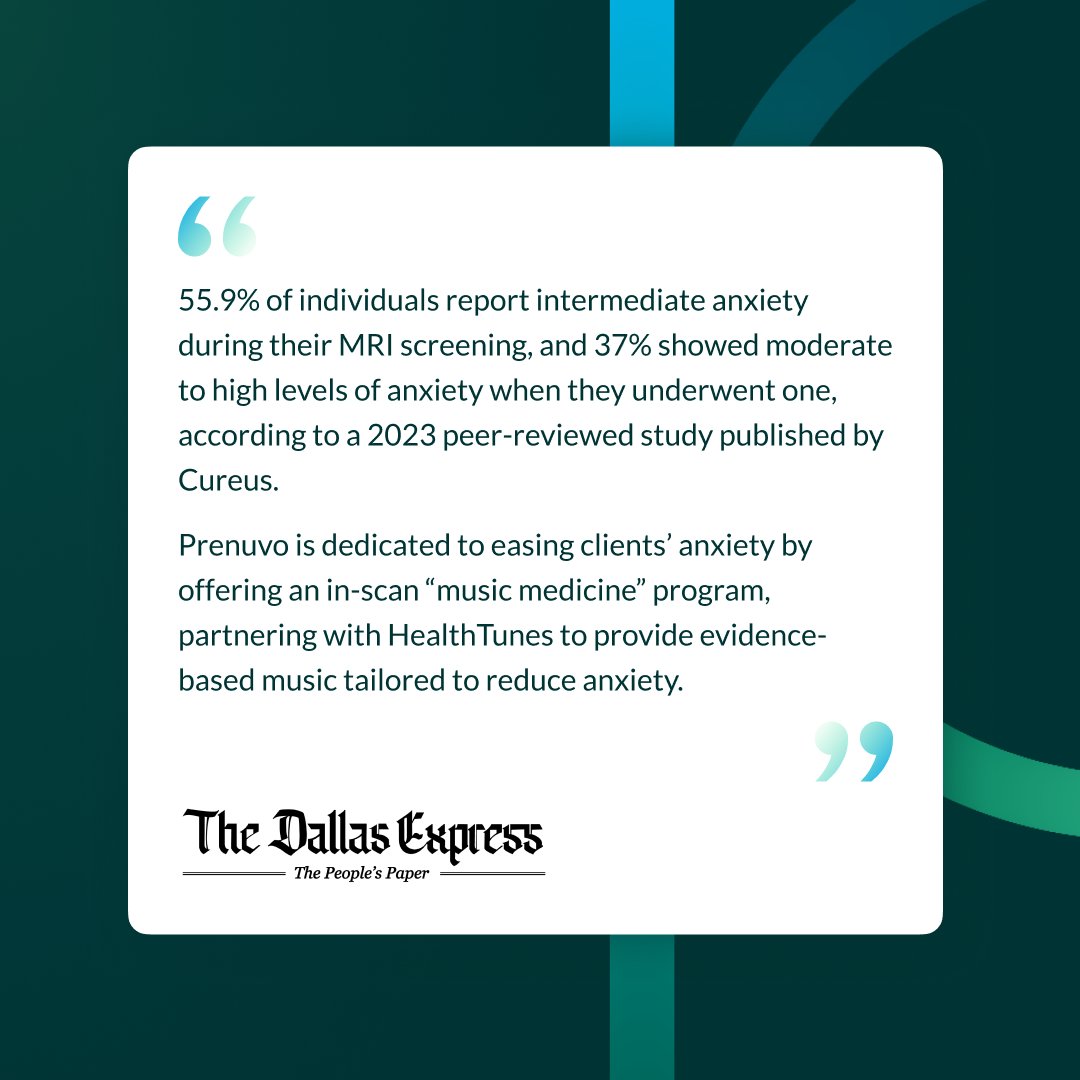Partnering with @HealthTunes_org, we’re improving the MRI screening experience and reducing scan anxiety. @SGLYChartier shares all the details on music medicine for a better patient experience in @DallasExpress: bit.ly/43m4kik #Prenuvo #Dallas #FullBodyMRI #Anxiety