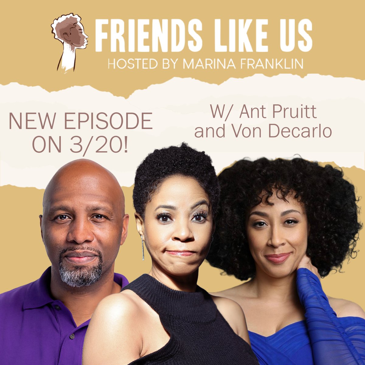 #NewEpisode tomorrow with special guests @AntPruitt @VonDecarlo and amazing host @marinayfranklin! Make sure to leave us five stars on #ApplePodcasts, #Stitcher, or #Spotify! #CheckUsOut and #subscribe here! ✨ ow.ly/q8Jk50KvRqM