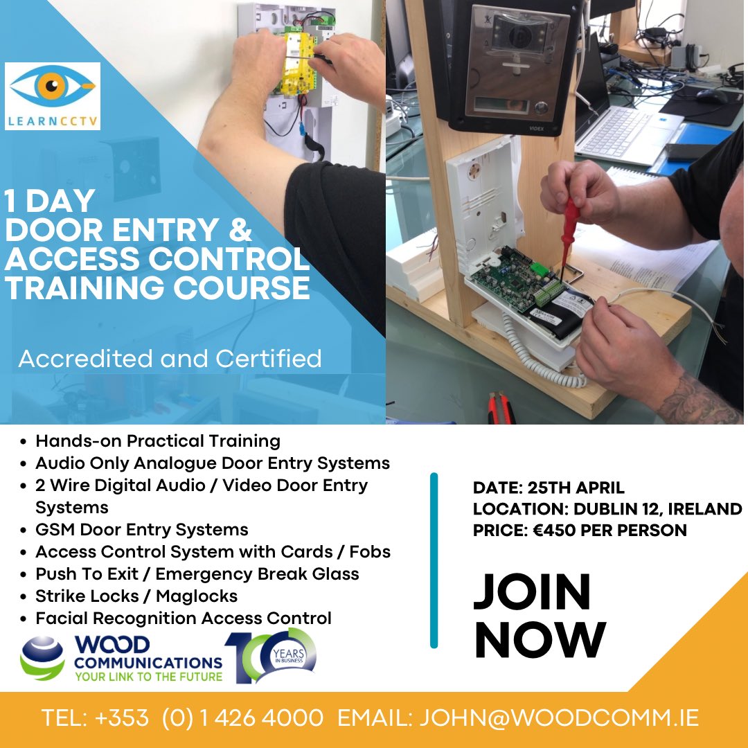 🇮🇪 🇮🇪🇮🇪 We’re Coming to Dublin 🇮🇪🇮🇪🇮🇪

Yes that’s right - We are bringing some of our bite sized courses over to Ireland. 

There’s two options available:

Door Entry &amp; Access Control Course - 1 Day

Introduction to CCTV Over IP Course - 1 Day
