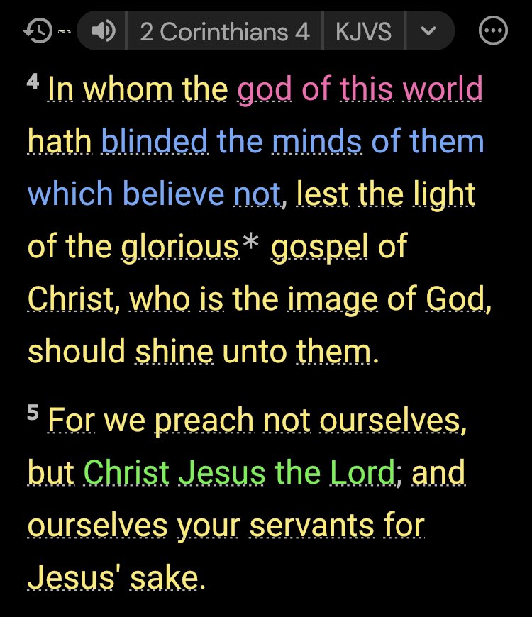 KJVliteracy's tweet photo. @RayRayAnn85 @WeAreNot_OK @rjirish45 @osasisHERESY @Kimber9mmUC Yeah, between the 2 of them: "god forces you be saved, but then he unsaves you if you slip up"
What kind of cruel god are they into? I think we know, this god 🔽 #GodofthisWorld https://t.co/SlPGy0vaiF