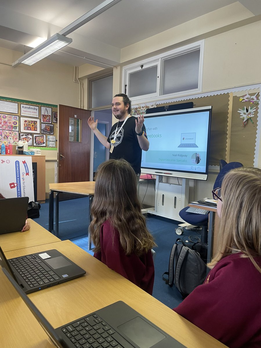 SYPrimary's tweet photo. Today we welcomed Niall from Digitize, representing Google for Education. Using Chromebooks, he guided the children through an interactive session. It was a fantastic chance to learn from an expert and explore the possibilities that technology offers in education. #CNESlearning https://t.co/DbymrRyIys