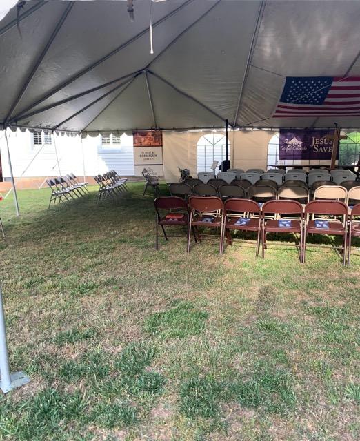 For any preacher interested I have a 40'x100' Aztec tent for sale. If you are interested, message me for details. 704-692-7698

Below is a picture of the 40'x60' portion set up.
